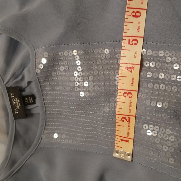 TALBOTS 2 piece blue blouse with sequin accents with a spaghetti strap camisole - Picture 12 of 12